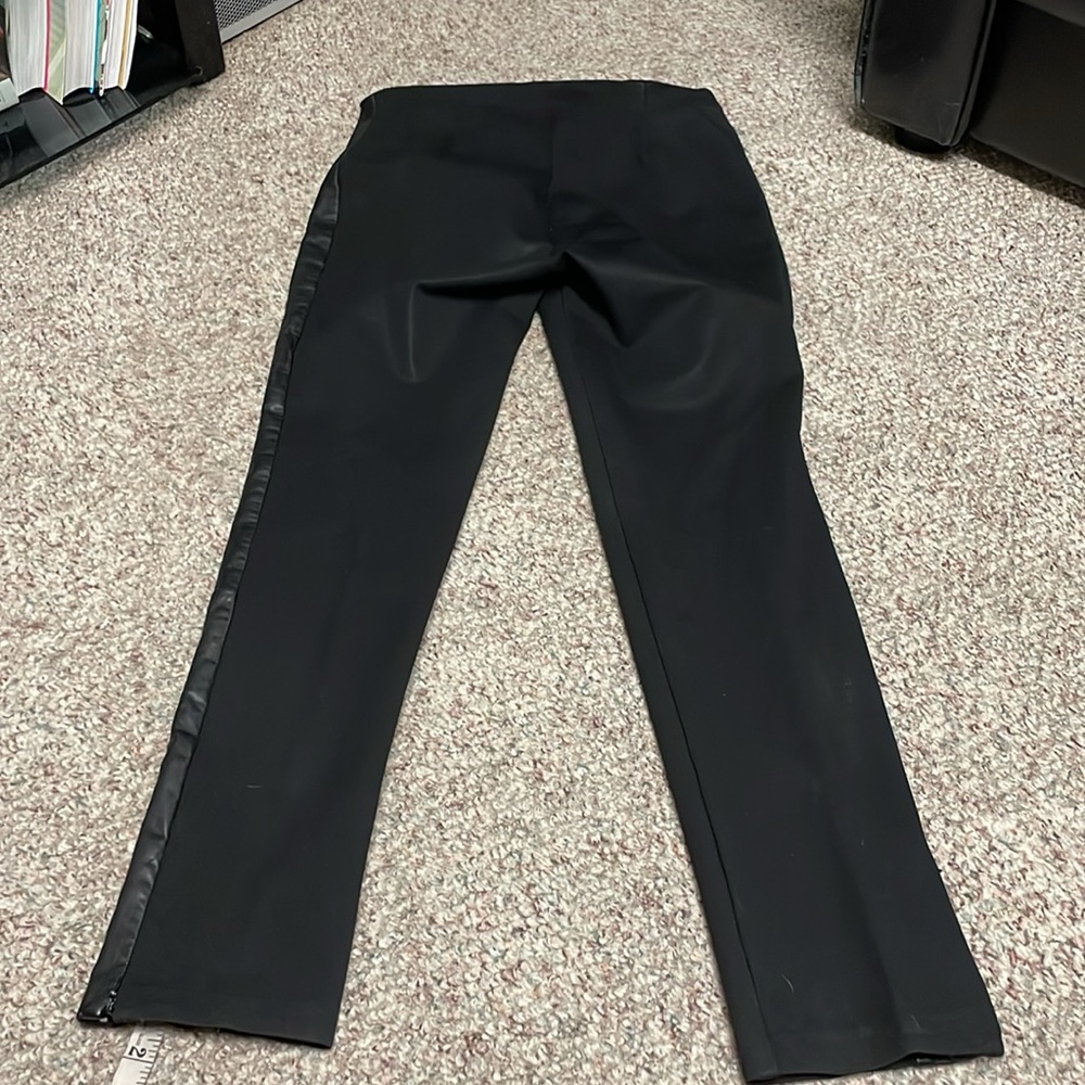 Danier Black Pants with Leather Trim and size ankle slits - Picture 9 of 9